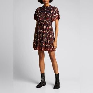 Sea New York Burgundy Floral Mini Dress